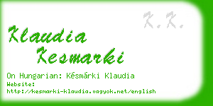 klaudia kesmarki business card