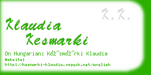 klaudia kesmarki business card